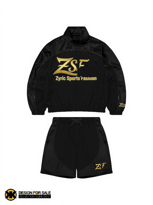 Men's Athletic Tracksuit Set | Black & Golden