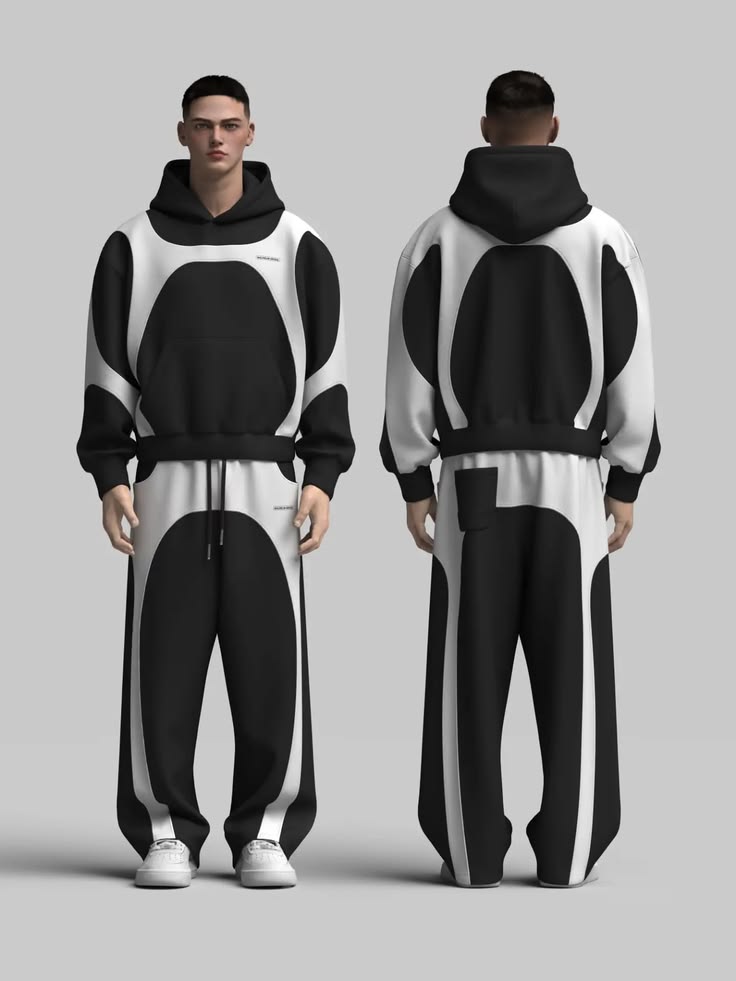 Oversized Black & White Tracksuit –