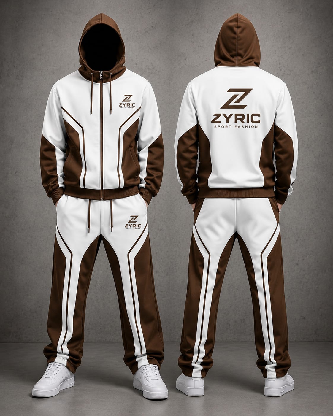 Oversized Brown & White Tracksuit
