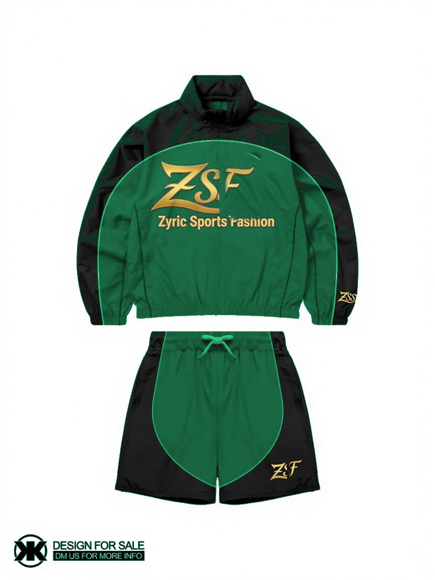 Men's Athletic Tracksuit Set | Black & Green