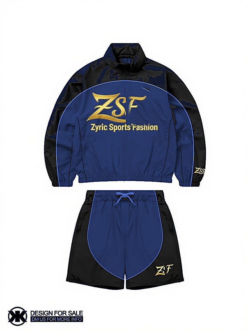 Men's Athletic Tracksuit Set | Black & Blue