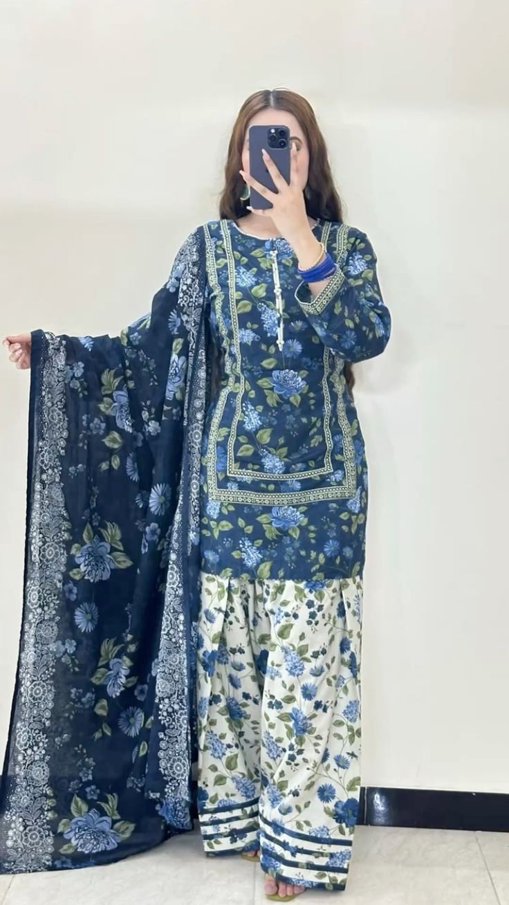 Moonlit Floral Lawn Suit