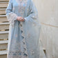 Blue Embroidered Organza Unstitched 3-Piece Suit